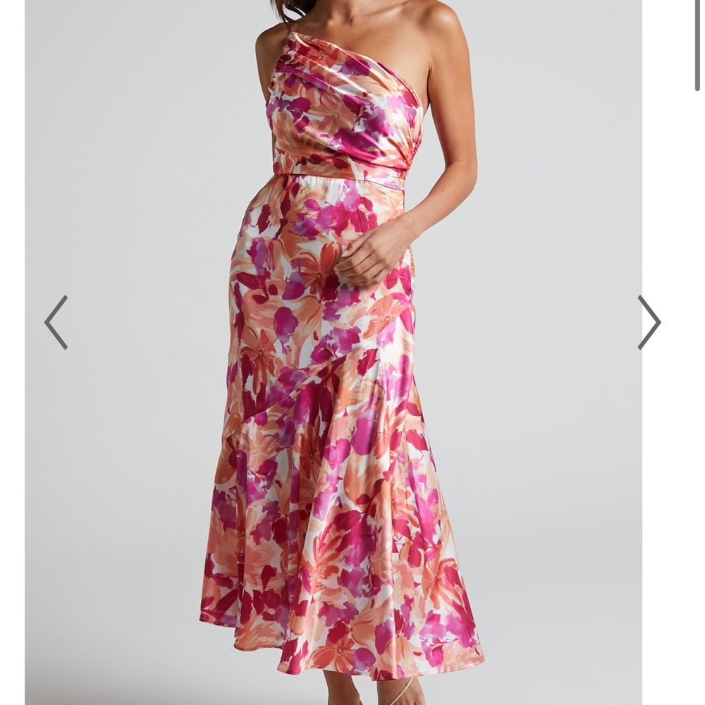 Showpo Floral Pink Midi Dress